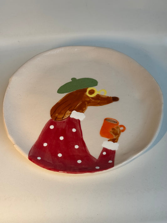 Assiette – Chien Habillé Pull Rouge (Ø ~18 cm)