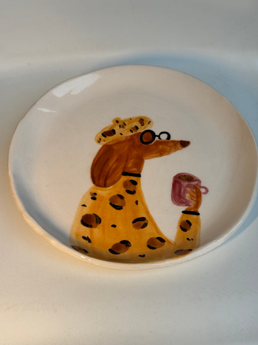 Assiette – Chien Habillé en Léopard (Ø ~18 cm)